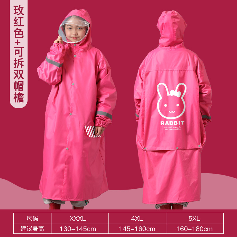 Children's Raincoat Boys Girls Middle School Students One-Piece Body Waterproof Thickened With Bag Bit Poncho Wholesale Oxford Cloth details Picture