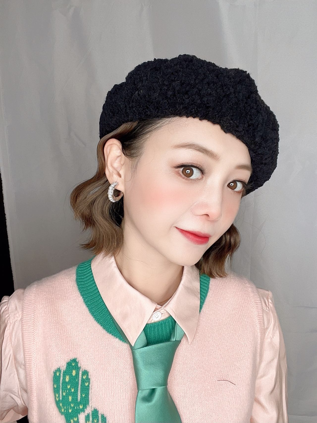 Kailu hair fall/winter lamb hair beret wig integrated Bob hair wheat curls hair can be split for women Specification drawing