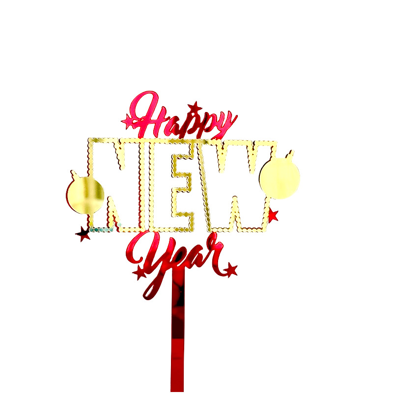 Copyright Ins Wind 2024 New Year Acrylic Cake Decoration Happy New Year New Year Cake Plugin Party Supplies details Picture