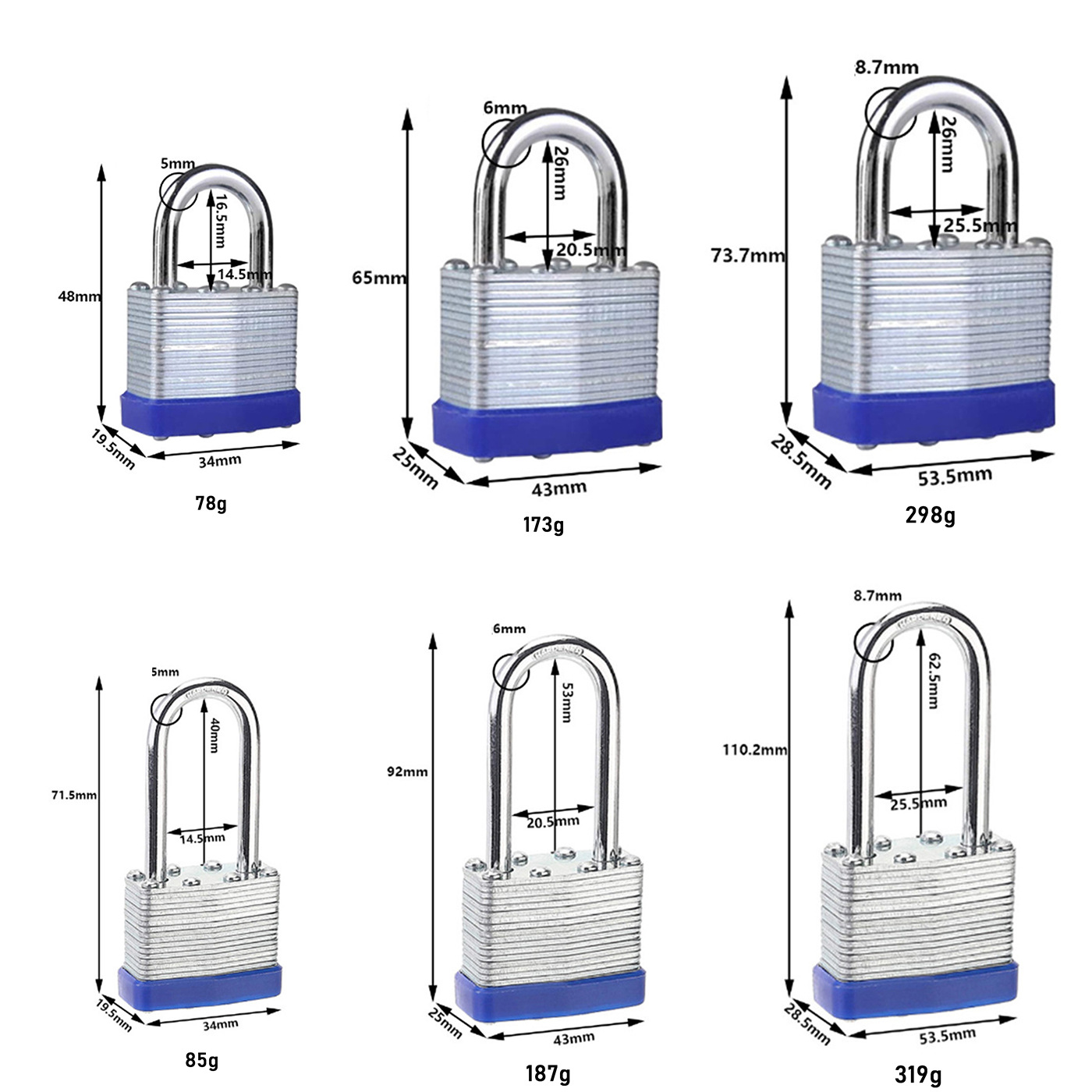 Multi-layer lock, 40 pure copper lock core, American iron padlock, cross-border industrial engineering, outdoor dust-proof, household multi-layer lock head Specification image