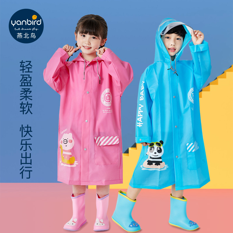 Children's Raincoat 6-12 Years Old Wholesale Children Primary School Students With Schoolbags Cartoon Poncho A Piece Of Hair details Picture