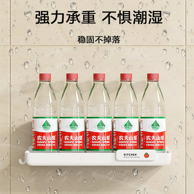 Wall-mounted soy sauce and cooking wine storage rack, seasoning rack, thickened kitchen condiment storage rack, no need for drilling, strong load-bearing capacity details Picture