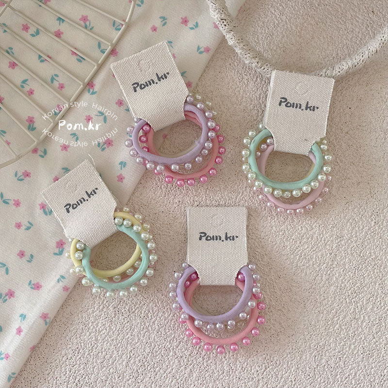New Korean-style simple beaded hair band, girl's ponytail hair tie, high-elasticity hair band, InS-style rubber band matching hair tie Application Scenario