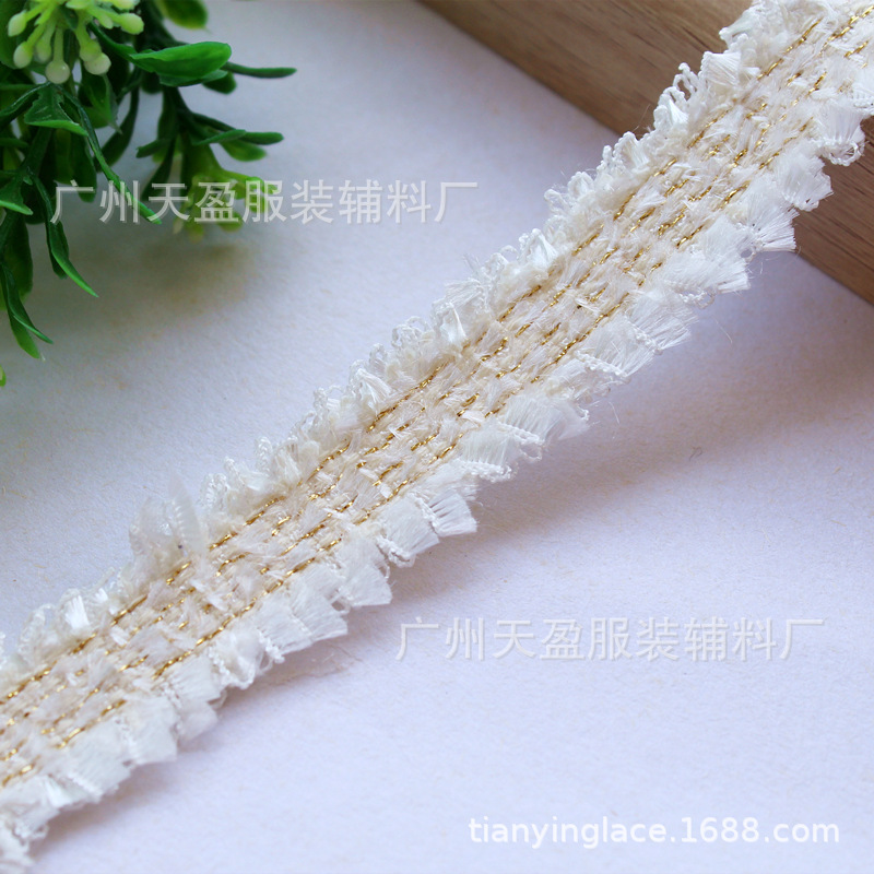 Tianying's new Korean version 2cm gold thread chanel-style woven ribbon lace trim clothing DIY decorative accessories are directly approved by the manufacturer Specification image