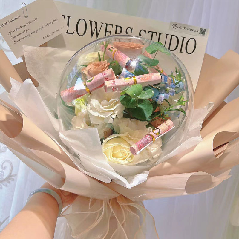 Bubble balls, glowing Little prince roses, street flower bouquets, popular balloons, flashing balls, wholesale flower wrapping bubble balls from the manufacturer details Picture
