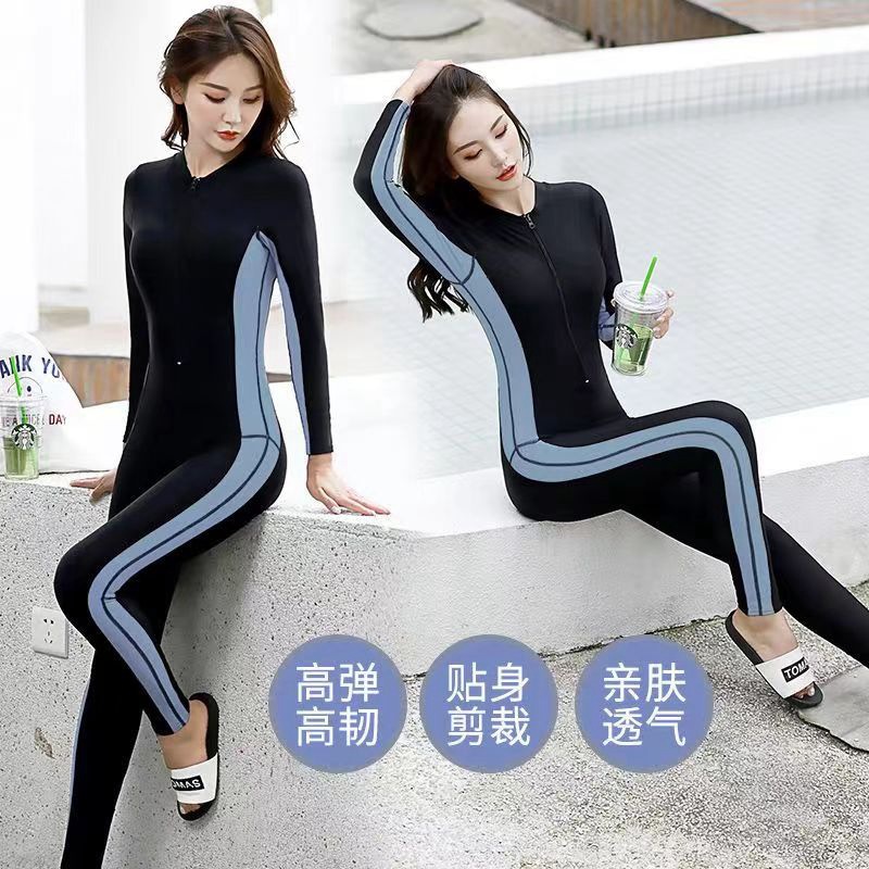 泳衣女度假潜水服长袖长裤防晒遮肉显瘦女式保守大码运动温泉泳衣