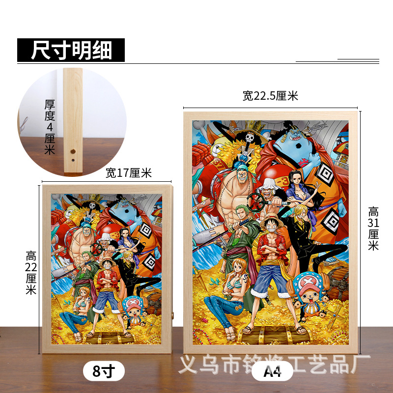 Light painting: One Piece Luffy, Japanese anime Zoro Demon Slayer Gundam, Genshin Impact Gundam, Anime Night light, cross-border luminous painting details Picture