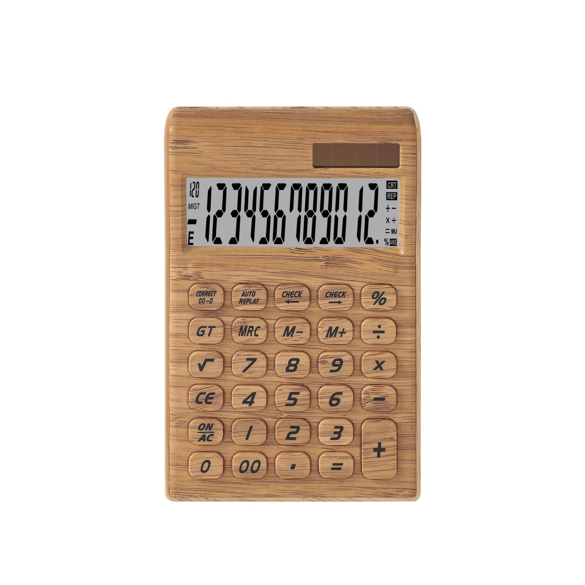 Desktop creative office finance 12-digit calculator uv simulation bamboo calculator with multiple options Item Picture