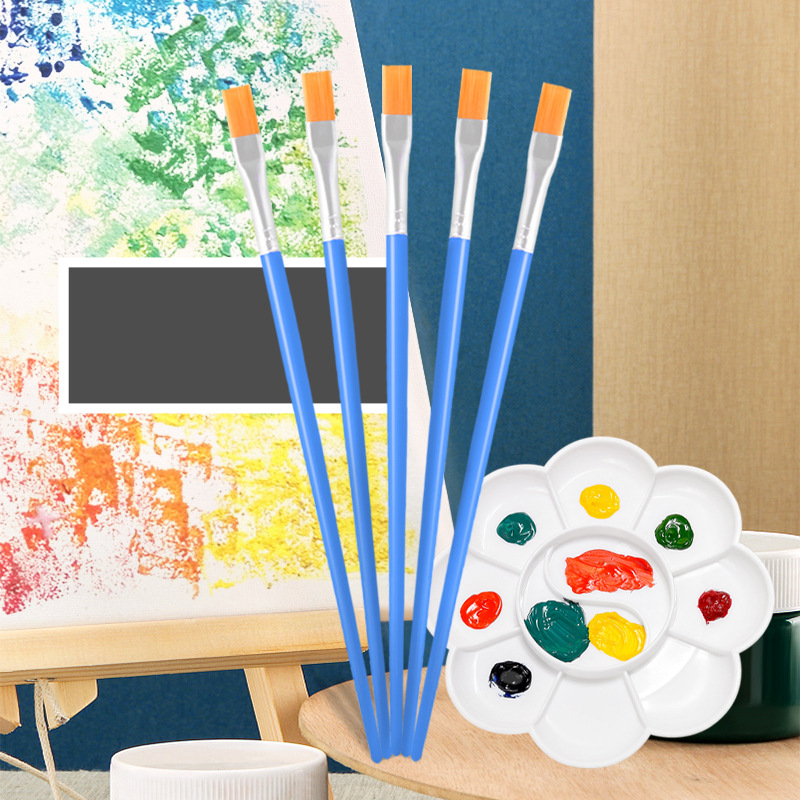 塑料杆平头画笔 儿童画笔 尼龙毛画笔 DIY涂鸦画笔绘画笔刷