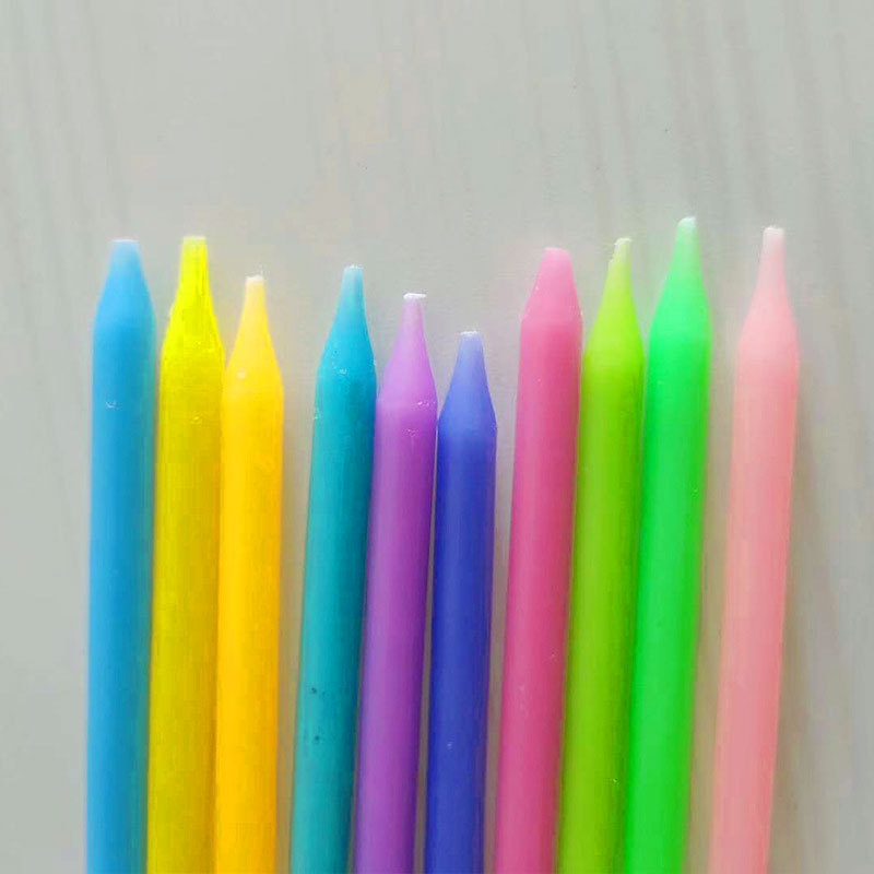 Rainbow birthday candles, creative macarons, colorful birthday candles, crystal long poles, pencil cake candles Specification image