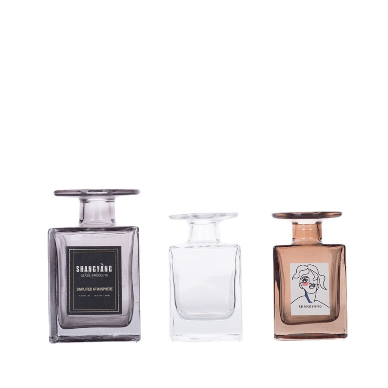 无火玻璃香薰瓶空瓶车载扩香香水精油瓶 棕色四方平口玻璃瓶 光瓶详情图5