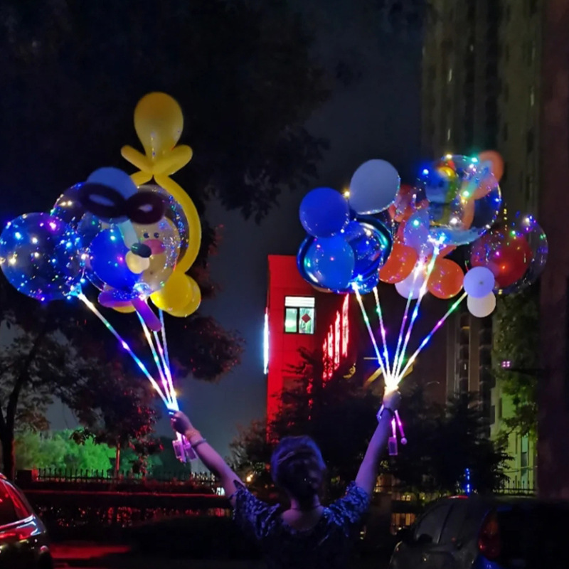 网红波波球透明发光带灯气球20寸广场地摊羽毛LED气球卡通闪光球详情图4