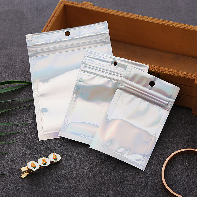 Translucent Laser Bag Magic Jewelry Bag Color Composite Ziplock Bag Aluminum Foil Phone Case Necklace Earrings Bag details Picture