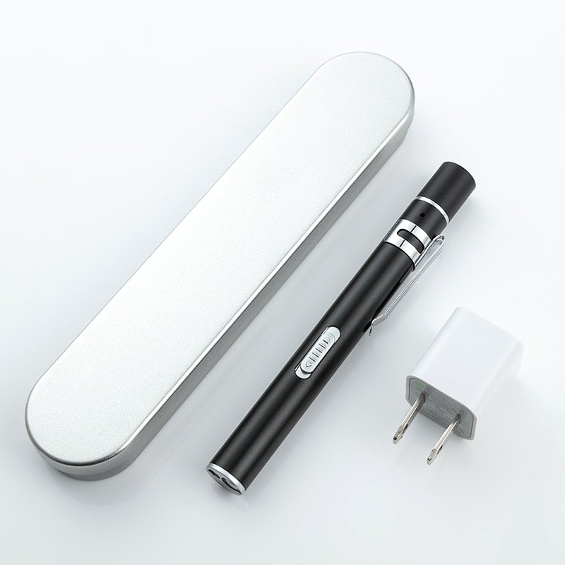 Medical Usb Rechargeable Flashlight After Press Flashlight Yellow And White Dual Light Oral Lamp Pupil Pen Dual Light Source Le Morning Test Application Scenario