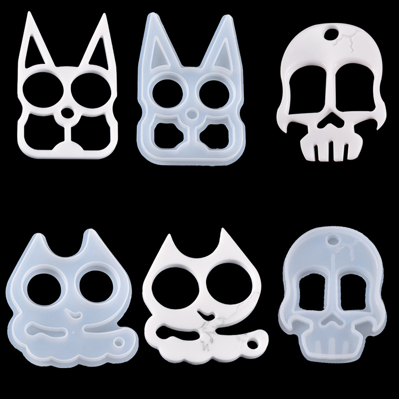 diy crystal resin resin fist buckle molds, multiple animal cartoon DIY defense and self-defense fist buckle silicone molds Specification image