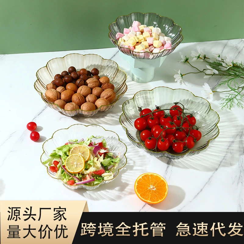 European Light Luxury Phnom Penh Transparent Plastic Fruit Plate Living Room High Appearance Level Nut Plate Home Fashion Salad Bowl Set