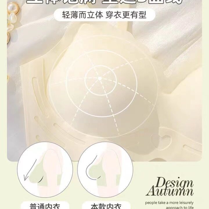 Girls' seamless underwear, women's no steel ring, beautiful back, big chest, small chest, comfortable, thin, gathering sleep bra, cover, shrink breasts Specification image