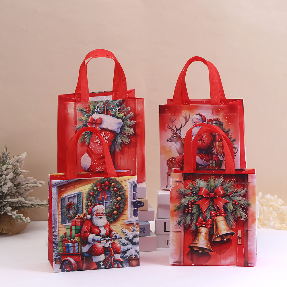 Santa Claus packaging bags, Christmas non-woven fabric party handbags, Christmas Eve gift bags, candy shopping packaging bags