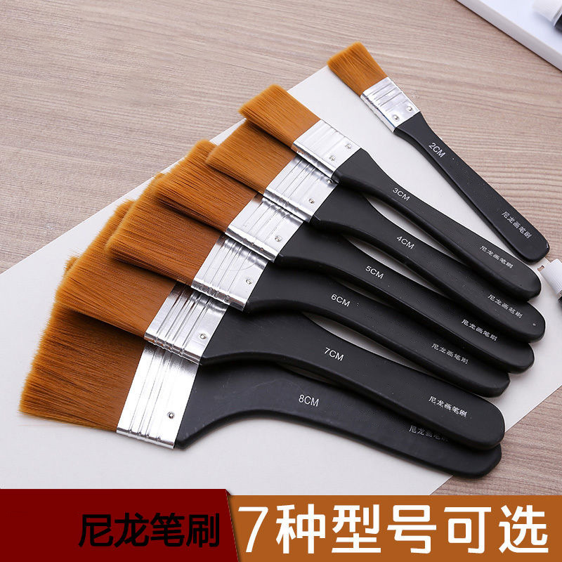 Single nylon plate brush, watercolor, acrylic short rod, large area oil painting brush, 2-8 size hand-painted wall painting base brush, row brush full figure