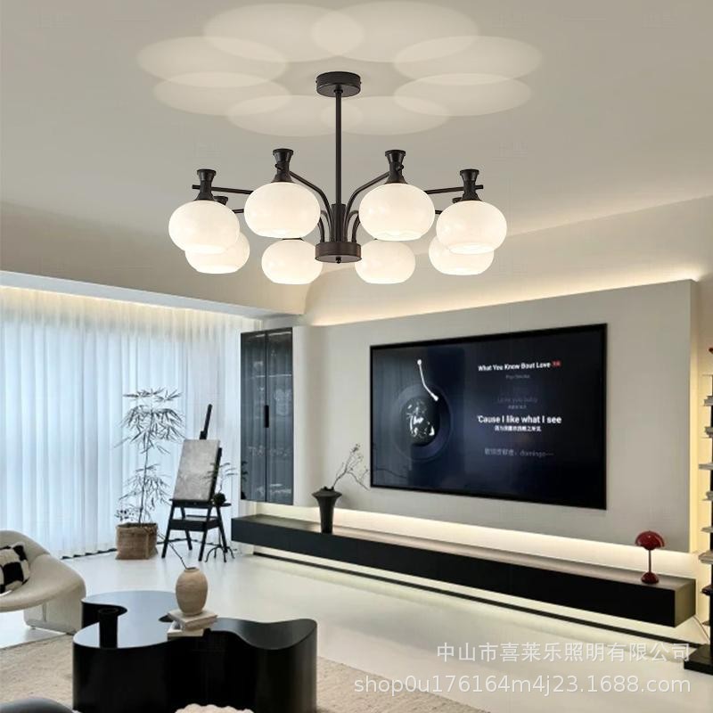 现代简约客厅主灯2025新款奶油风魔豆吊灯轻奢高级感全屋灯具套餐