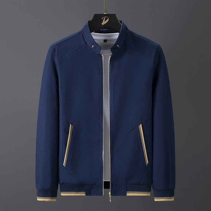 2021 New Spring and autumn casual men's jacket with zipper stand-up collar, cotton washed coat factory wholesale Specification image