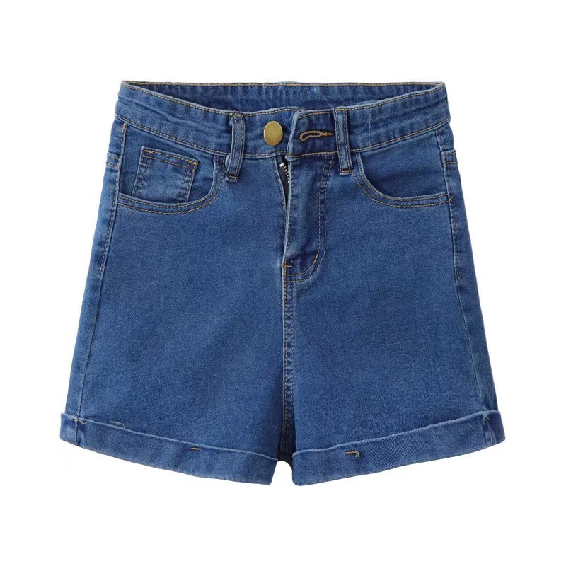 Wholesale of slim Hyuna style versatile rolled-up hot pants for women, high-waisted, light-colored tight denim shorts Application Scenario