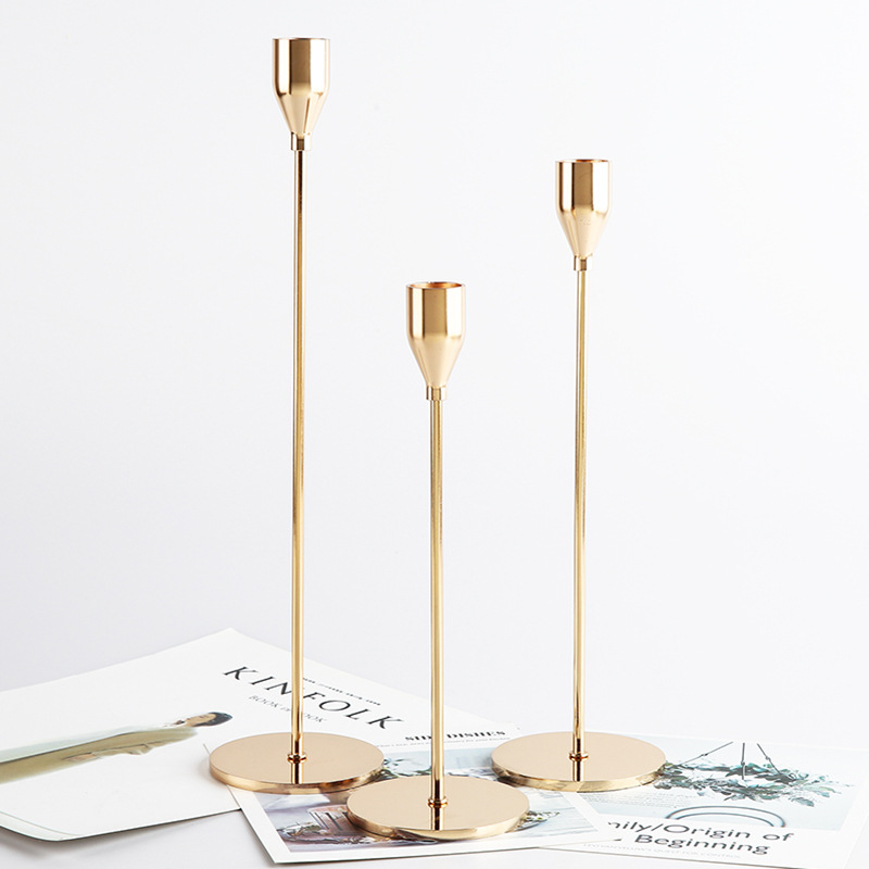 Amazon Creative Candlestick Candle Cup Decoration Gold Home Candlelight Dinner Wedding Iron Candlestick Decoration details Picture