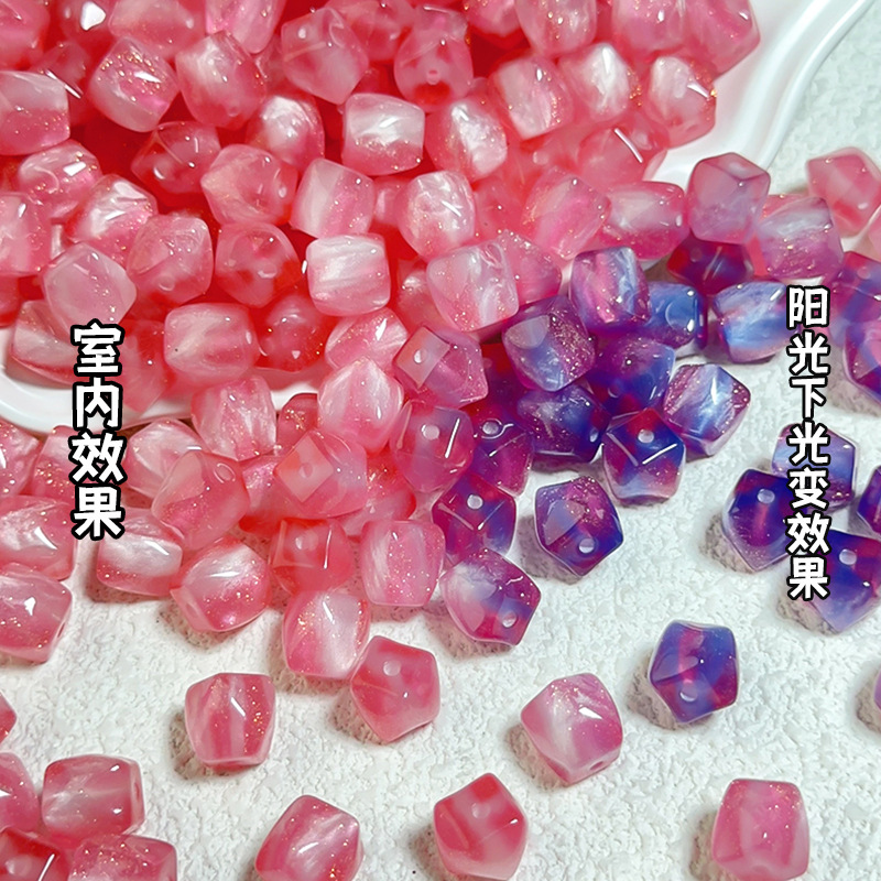 UV ultraviolet light variable resin octagonal handmade diy beaded jewelry accessories, pendants, necklaces, clothing accessories beads details Picture