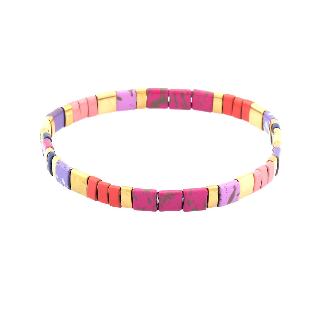 Cross-Border Fashion Vintage Tila Lift Beaded Bracelet Simple Bohemian Hand Woven Elastic Bracelet Women Item Picture