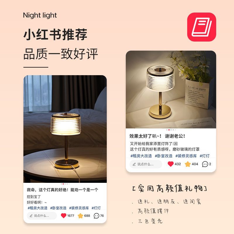 Modern and simple table lamp for bedside decoration in the bedroom, creative night light for the master bedroom, creating a sleep atmosphere with a Nordic high-end feel and light luxury Item Picture
