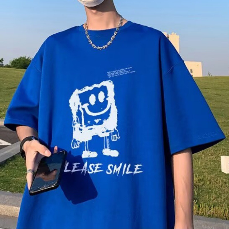 Pure cotton summer short-sleeved cartoon student T-shirt with a loose and youthful feel, casual and trendy short-sleeved for junior high school students Application Scenario