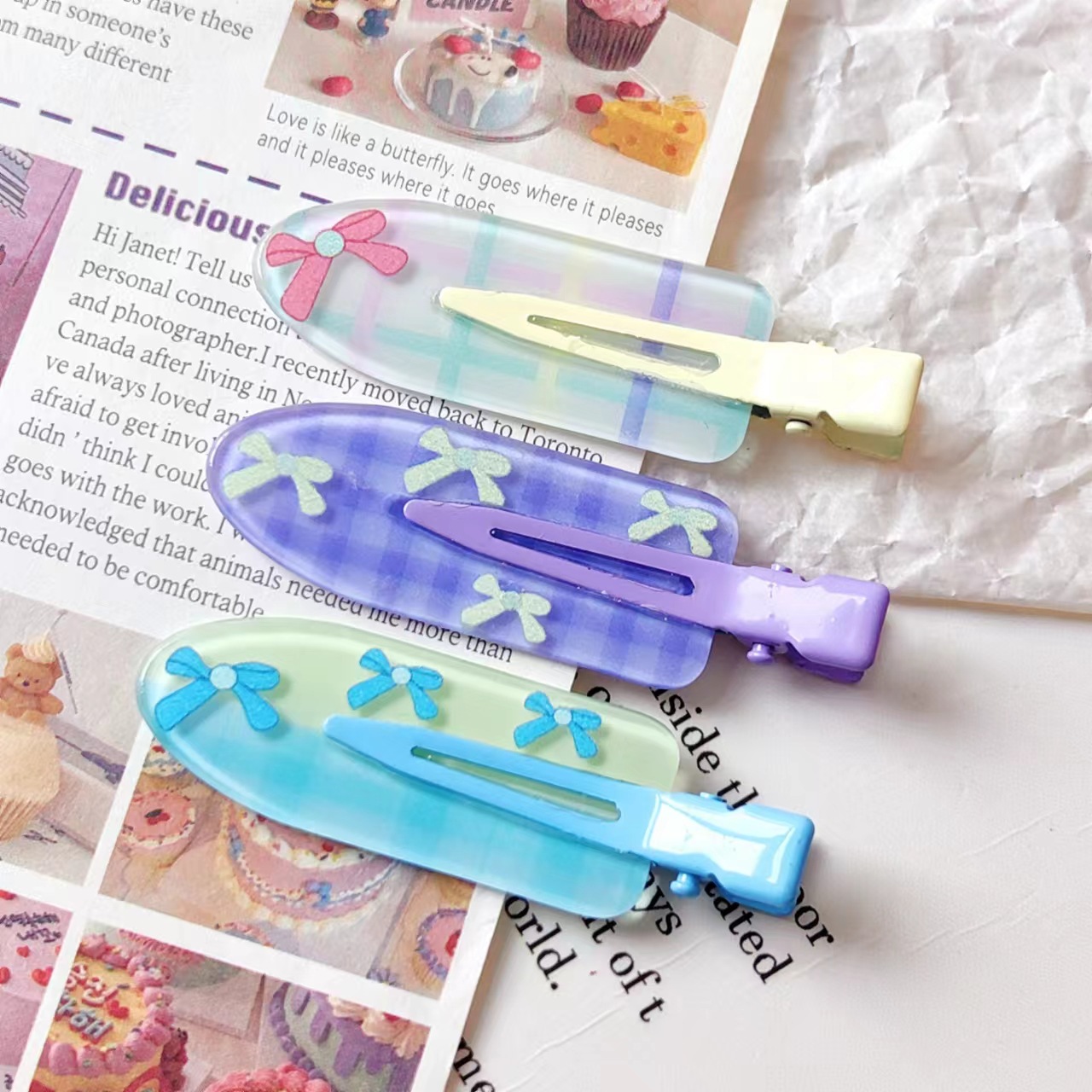 The new juice series of seamless hair clips features a fresh and cute candy-colored edge clip, a sweet fringe clip, and cosmetic color hair clips Specification image