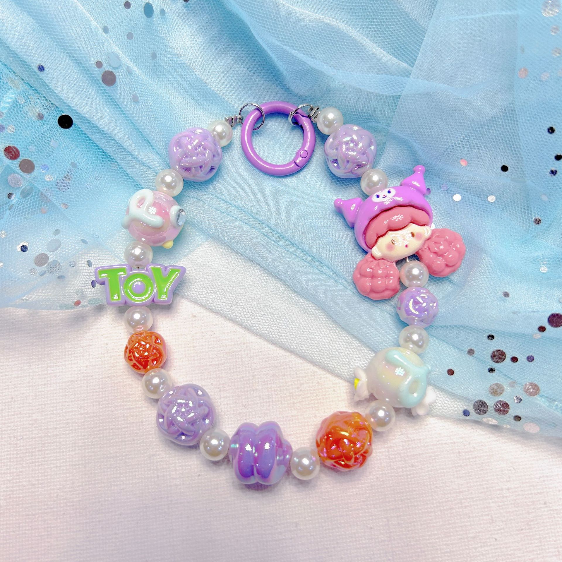 Cartoon Doll Hand-Painted Beaded Cool Lomi Diy Beaded Mobile Phone Chain Mobile Phone Case Accessories Mobile Phone Rope Hanging Adornit Cute Specification drawing