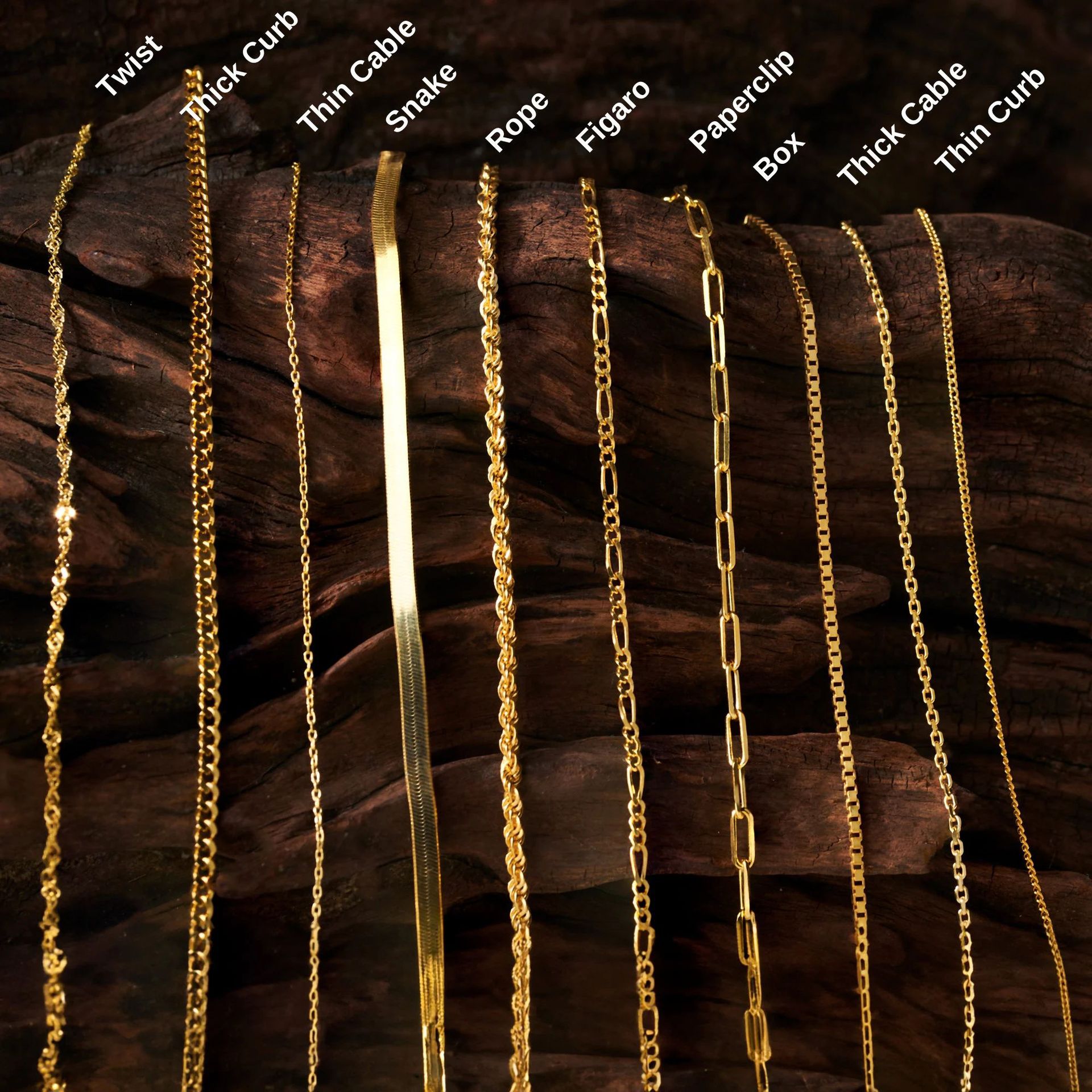 European and American cross-border stainless steel simple and versatile 18k gold plain chain, blade chain, twist chain, box chain, diy jewelry chain Specification image
