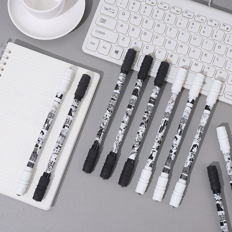 Yqiduo Cartoon Black And White Revolving Pen Special Cartoon Student Stationery Revolving Pen Stress Relief Gift Pen Signature Pen details Picture