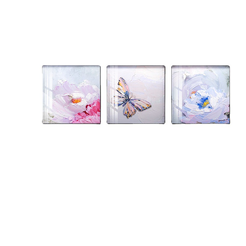 Fu Diao Home Decoration Living Room Decoration Painting Modern Simple Sofa Background Wall Decoration Mural Triptych Painting Hand-Painted Texture Painting Item Picture
