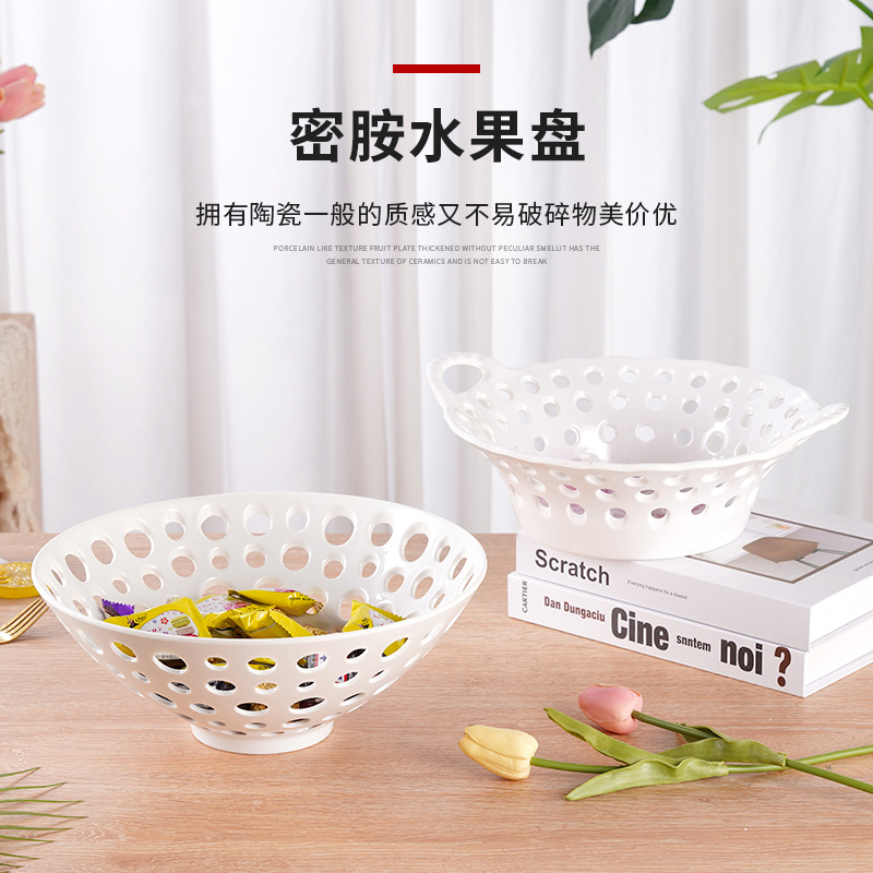 小吃盘/易食盘/木制甜品台/三层长方金边果盘/沥水篮不锈钢产品图