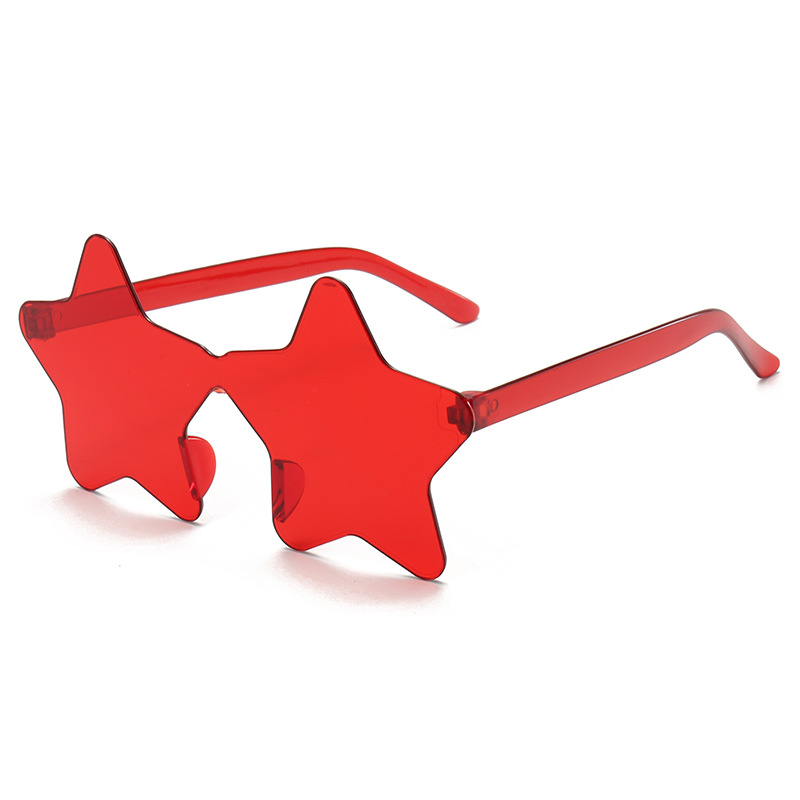 New personalized candy-colored frameless star sunglasses, funny five-pointed star one-piece sunglasses for parties and gatherings details Picture