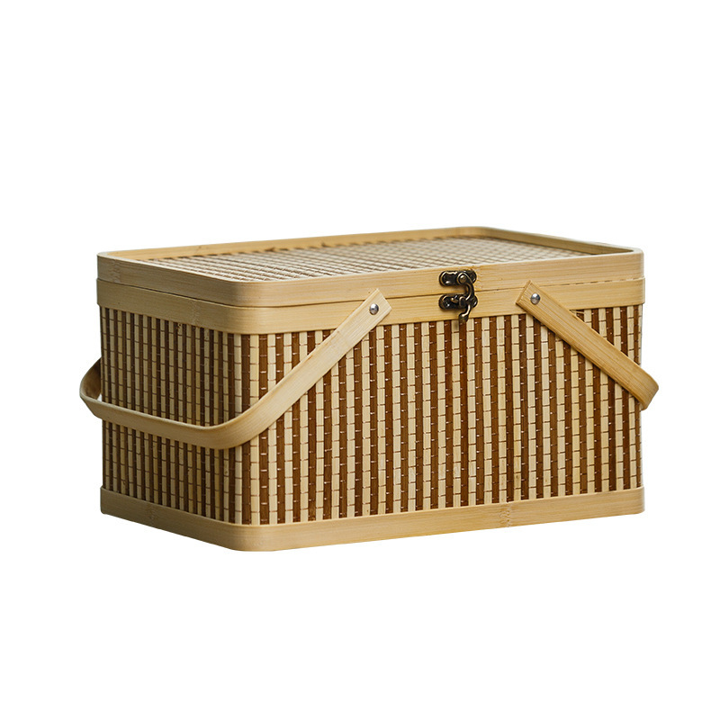 Bamboo Basket Square Zongzi Egg Basket Bamboo New Year Gift Storage Basket Gift Box Egg Basket Storage Basket Item Picture