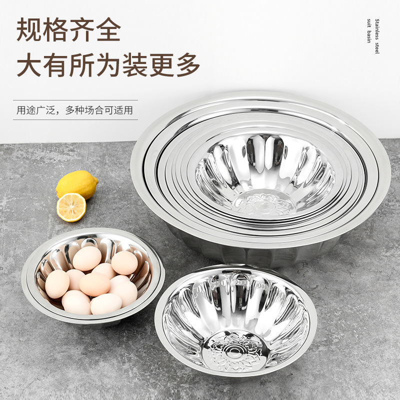 Export Cross-Border Thickened Set Of Basin Household Set Tableware Manufacturers Wholesale Plate Stainless Steel Plate Flower Pot details Picture