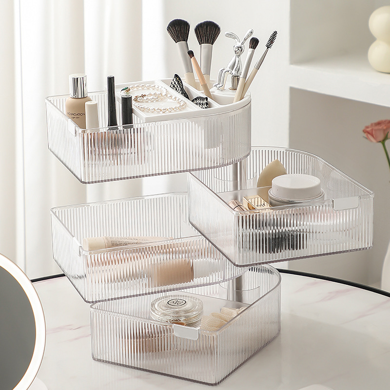Rotatable Desktop Storage Box Household Drawer Type Desk Stationery Pen Holder Cosmetic Locker Dustproof Storage Rack Specification drawing