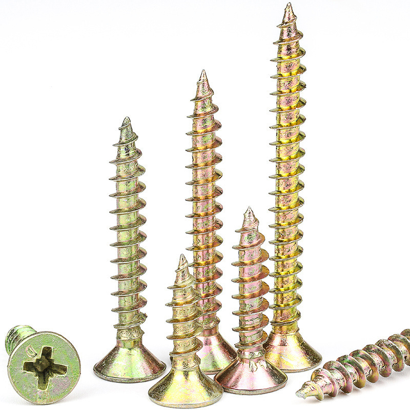 Color-galvanized fiberboard nails, self-tapping wood screws, wood thread screws, woodworking screws, wall panel nails M3/M3.5/M4/M5 Item Picture