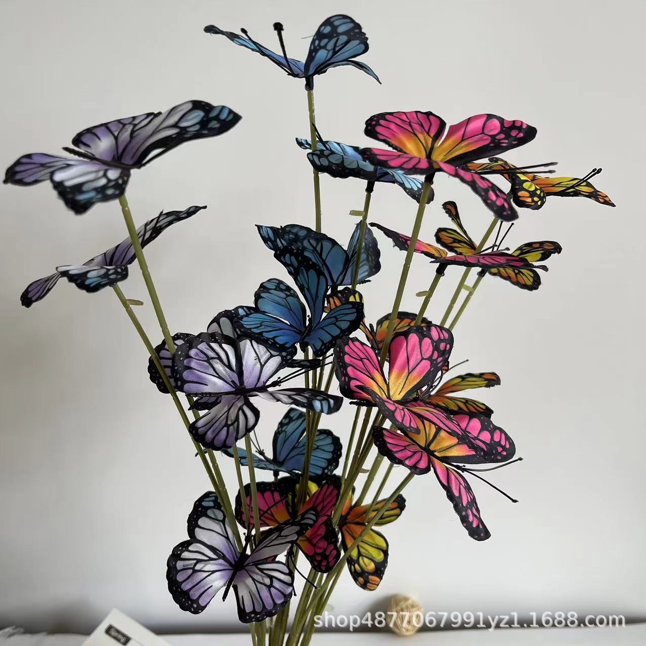 5 Head Simulated Flower Butterfly 3D Printing Internet Celebrity Decoration Creative Garden Venue Layout Garden Flower Arrangement