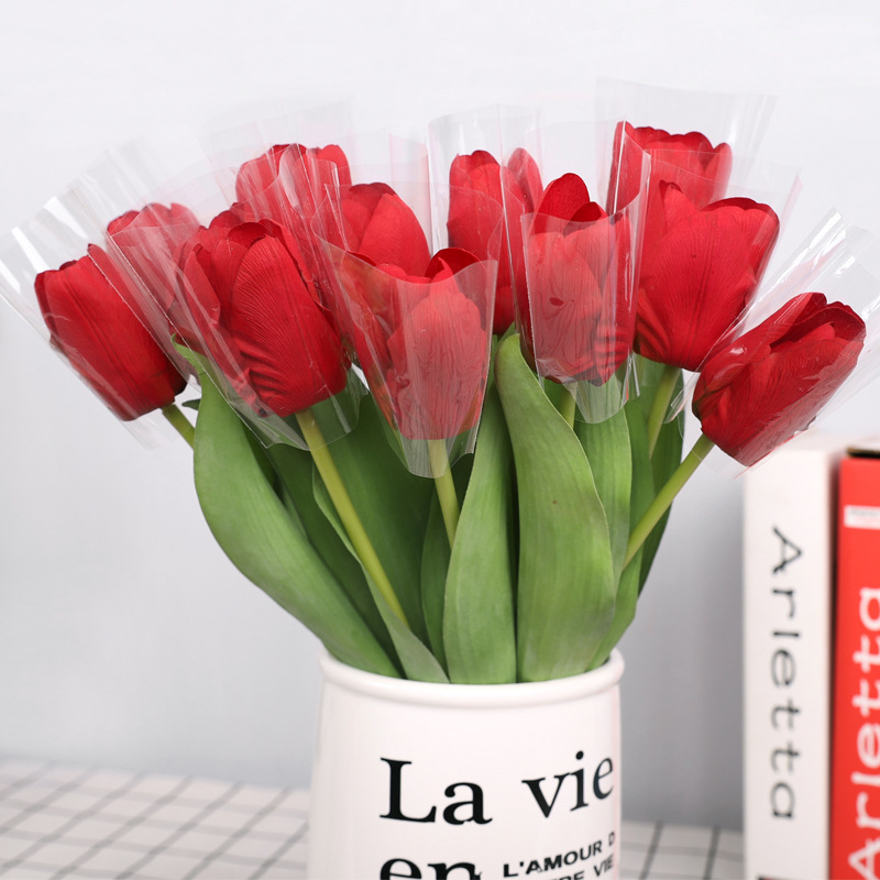 Finished Tulip Simulation Flower Wet Senior Wedding Decoration Fake Wedding Simulation Tulip Plastic Flower details Picture