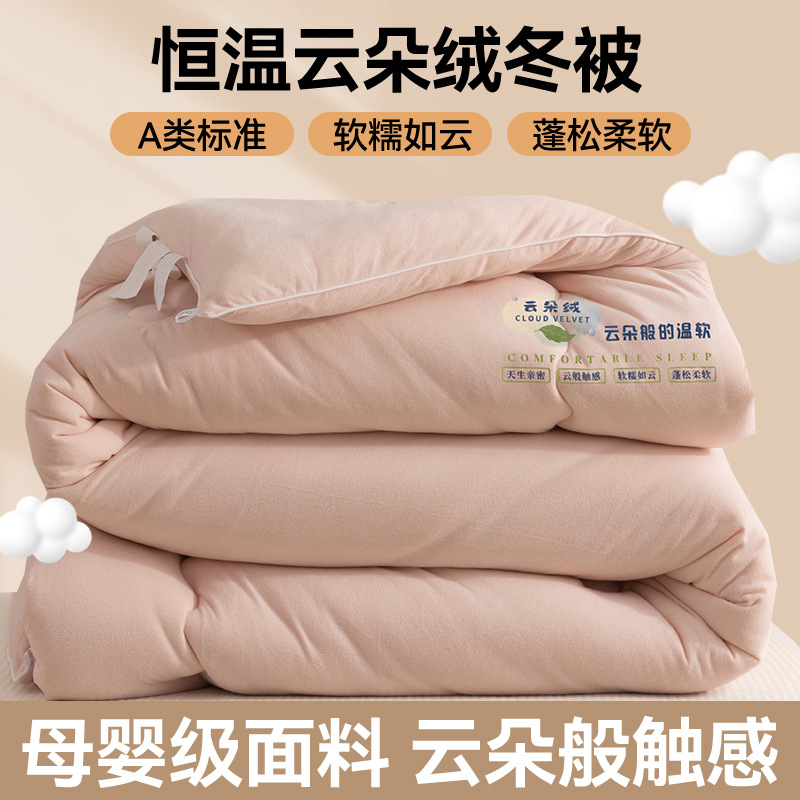 A类母婴级恒温云朵德绒软糯加厚保暖宿舍春秋被冬被子棉被芯批发