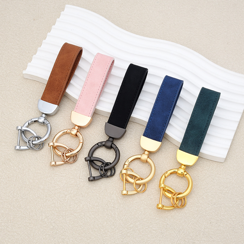 钥匙扣复古磨砂皮革汽车车用钥匙链小红书达人个性情侣锁匙挂件厂