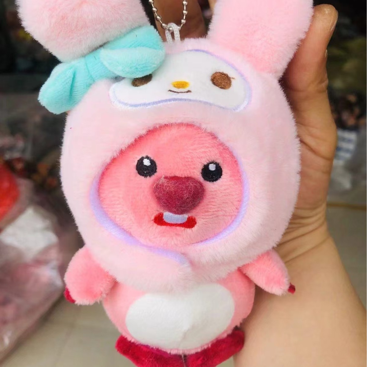Cute and adorable pink hat pendants, plush toys, dolls, bags, pendants, keychains, figurines, pink girlish hearts Specification image