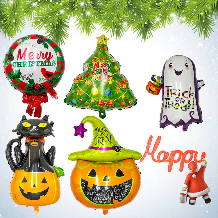Venta directa de fábrica navidad aluminio película globo santa árbol de navidad muñeco de nieve decoración globo de halloween al por mayor Application Scenario