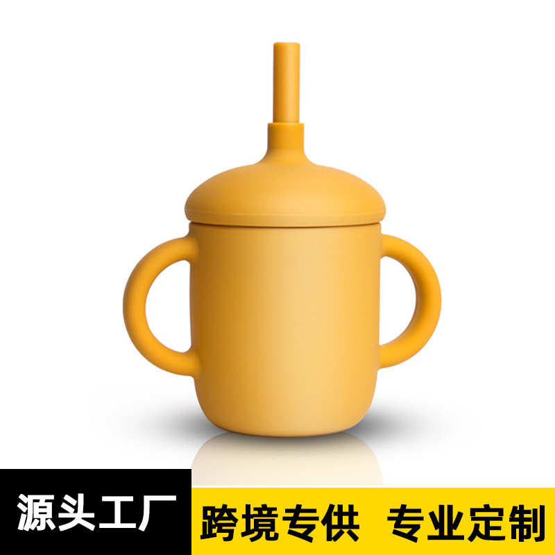 Amazon Sippy Cup Baby Silicone Water Cup Learning Drink Cup Drop Resistant High Temperature Children's Cup Drop Resistant Baby Water Cup details Picture