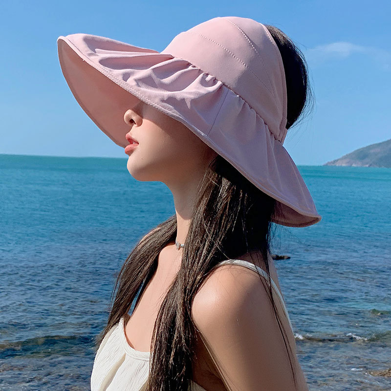 遮阳帽子女士夏季大沿防晒空顶帽户外可折叠运动防紫外线渔夫帽潮